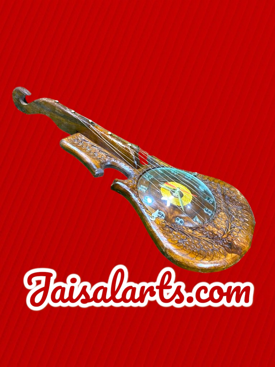 Handcrafted Guitar Style Wooden Wall Clock