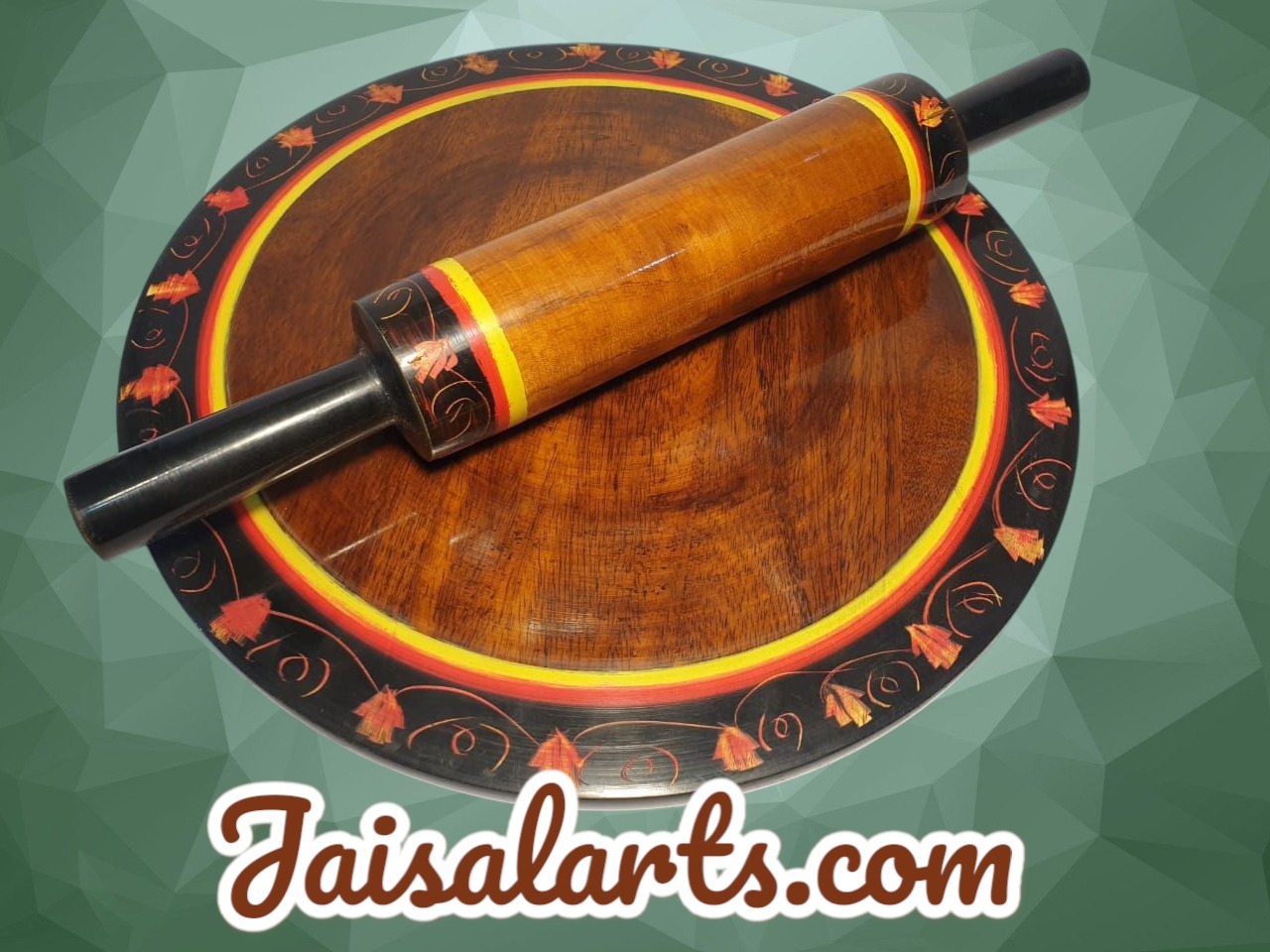 Hand-Painted Wooden Chakla Belan Set