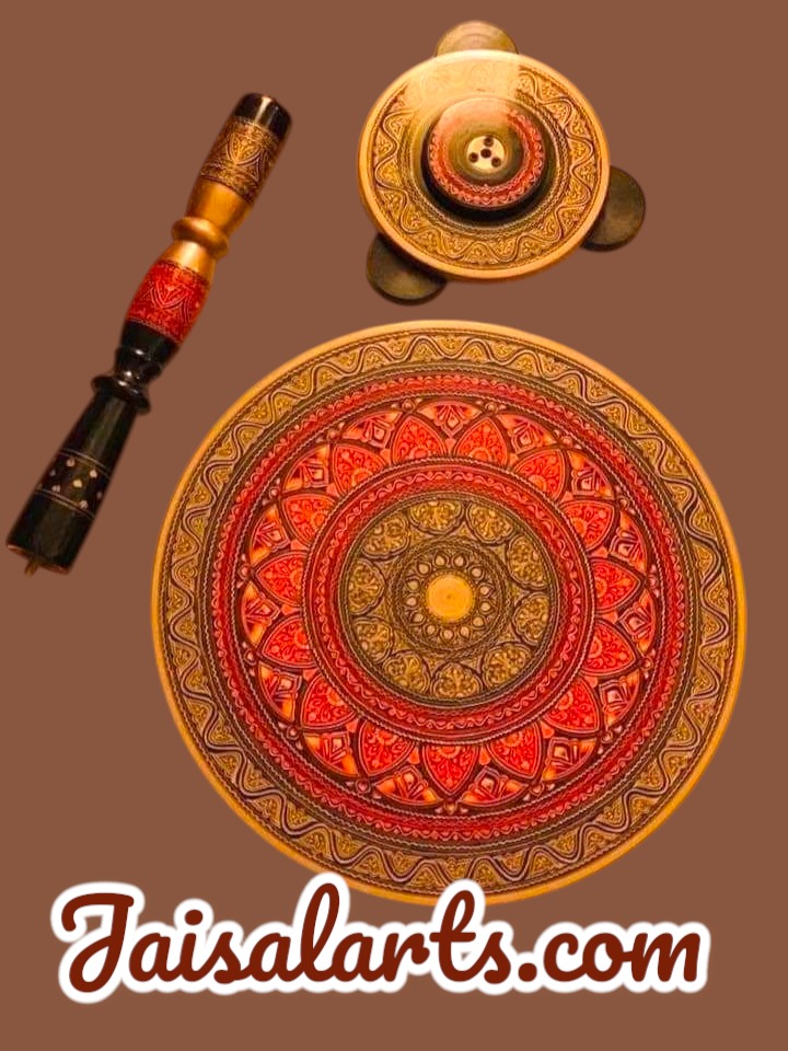 Hand-Carved Wooden Mandala Platter Set